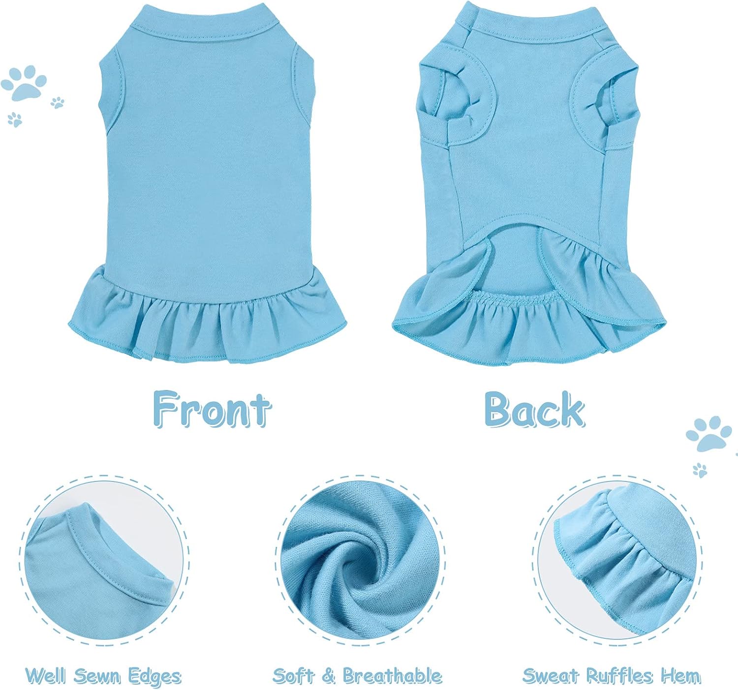 6 Pieces Dog Dresses Shirt Skirt Sleeveless Dress Breathable Pet Shirts with Ruffles Puppy Sundress Outfits for Dogs and Cats (M Size)